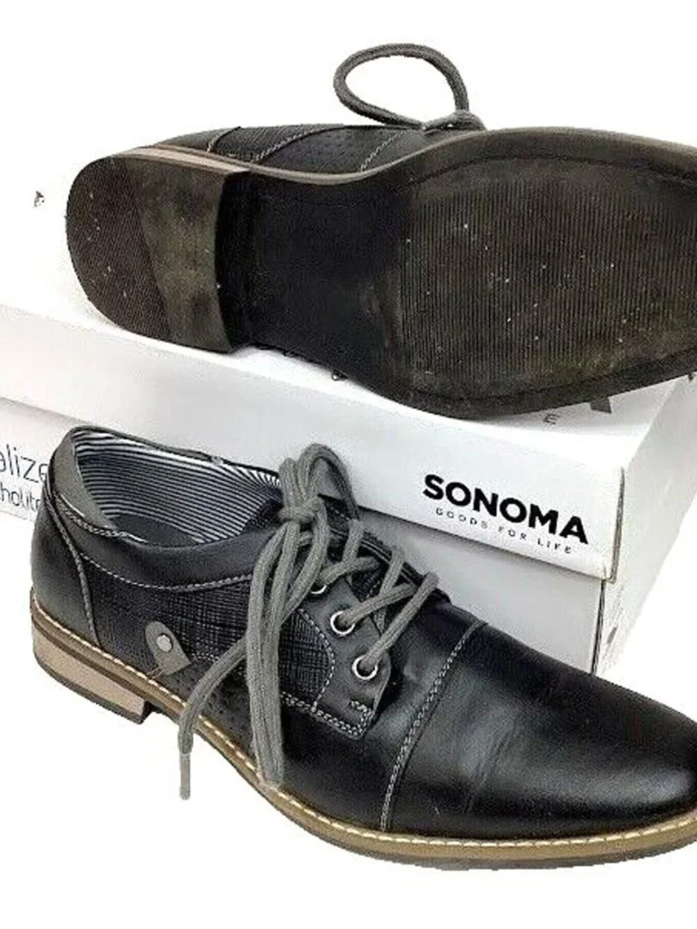 Sonoma Kohl's-Men's Sz 7(M) Vitalize Ortholite-Garfield-Black Dress Shoes-200153